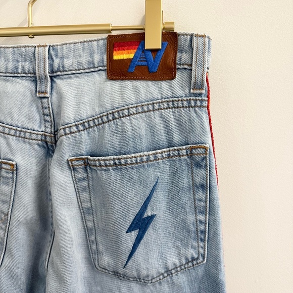 AVIATOR NATION Stylish Light Blue Jeans with lightning Side Stripes - Picture 3 of 5